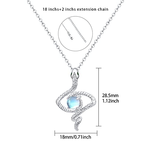 Bijoux animal haut de gamme : collier serpent argent et rainbow moonstone - 5