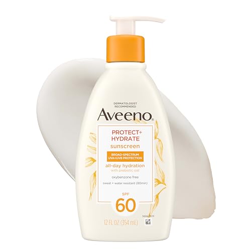 Aveeno Protect + Hydrate Sunscreen Lotion for Body & Face with Prebiotic Oat, SPF 60 Broad Spectrum...