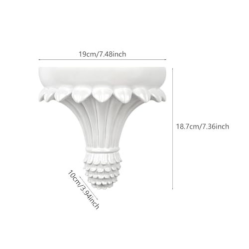 Étagère murale décorative en résine raffinée, grand modèle blanc de style rétro - 4
