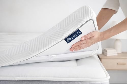 QUNCEL® Topper Viscoelastico Gel Hybrid 150x190 | 7 cm | Alivia el Dolor y la Tensión Muscular | Firmeza Alta Densidad | Topper Viscoelástico 150x190, Sobrecolchon Anti-Estrés