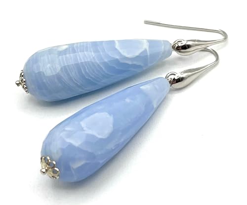 Boucles d'oreilles argent 925 et gouttes bleues artisanales - 9