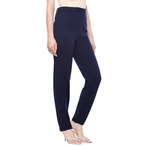 Image of Rangriti Mustard Acrylic Regular Solid Legging for Women