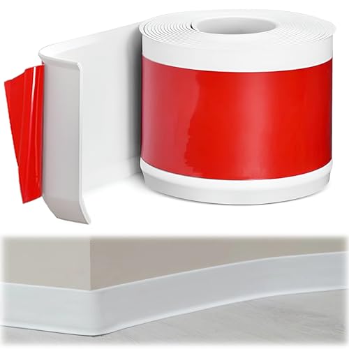 Rodapié suave autoadhesivo, 6 m, 70 mm, PVC blando, zócalo autoadhesivo, para cocina y baño (50 x 20 mm, blanco)