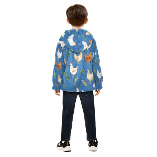 Chicken Eggs Leaves Wheat Toddler Fleece Jacket Girl Boys Hooded Fleece Jacket Coat Warm Outwear Zip-up 3-10T4