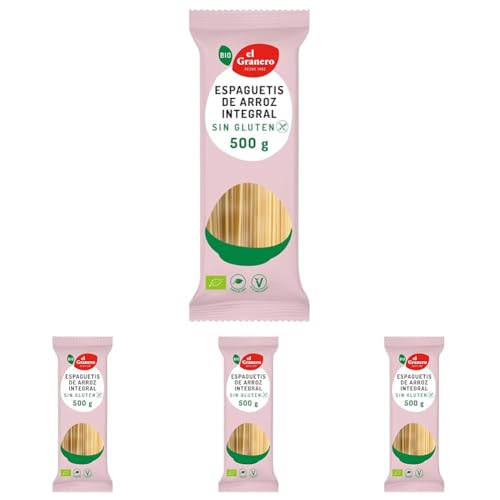 El Granero Integral - Espaguetis de Arroz Integral Sin Gluten BIO - 500 g - Alto Contenido en Nutrientes - Propiedades Digestivas - Sensación de Saciedad - Aptos para Veganos (Paquete de 4)