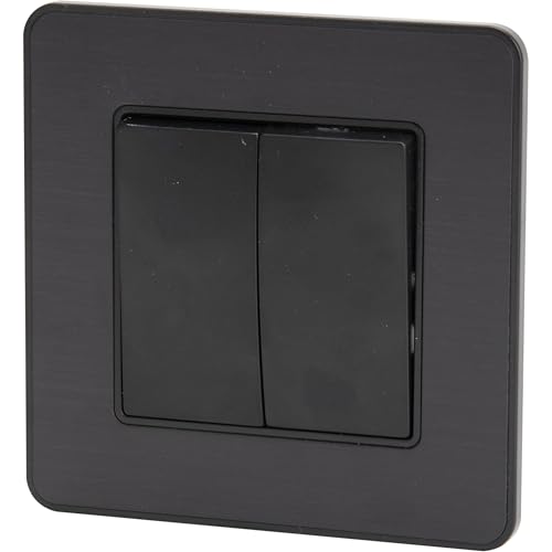 Zenitech Interrupteur Complet va et Vient Double 10A - métal Noir brossé - Kouro