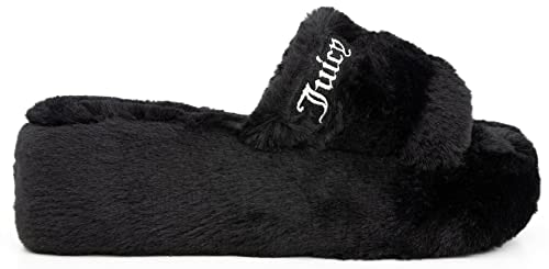 Juicy Couture Women's Faux Fur Platform Slippers – Fluffy Cozy Indoor Outdoor Slip-On House Shoes2
