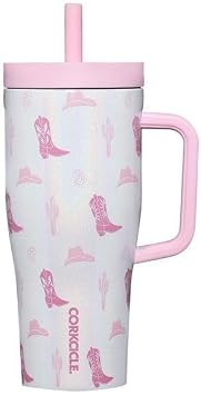 Corkcicle Cruiser Insulated Tumbler with Handle & Straw - Triple-Insulated - Leakproof Travel Mug - BPA-Free - Summer Drinkware Gift - Keeps Drinks Ice Cold - 22 oz - Cowgirl