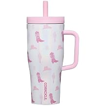 Corkcicle Cruiser Insulated Tumbler with Handle & Straw - Triple-Insulated - Leakproof Travel Mug - BPA-Free - Summer Drinkware Gift - Keeps Drinks Ice Cold - 22 oz - Cowgirl