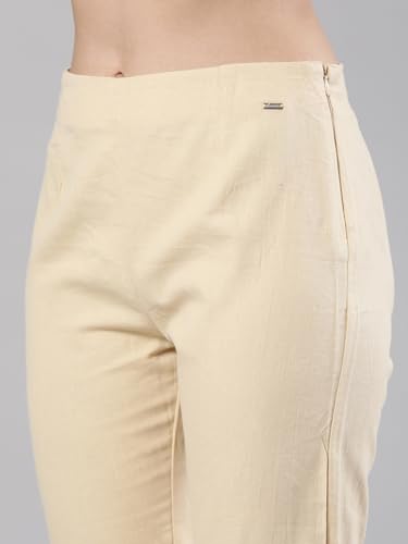 Image of Femmora Comfortable Fit Solid Straight Pant, Breathable Cotton Fabric with Side Zip Button Closure, for Women, Pack of 1