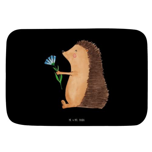 Mr. & Mrs. Panda Badvorleger Igel mit Blume - Geschenk, Badezimmermatte, Duschmatte, Badematte,...