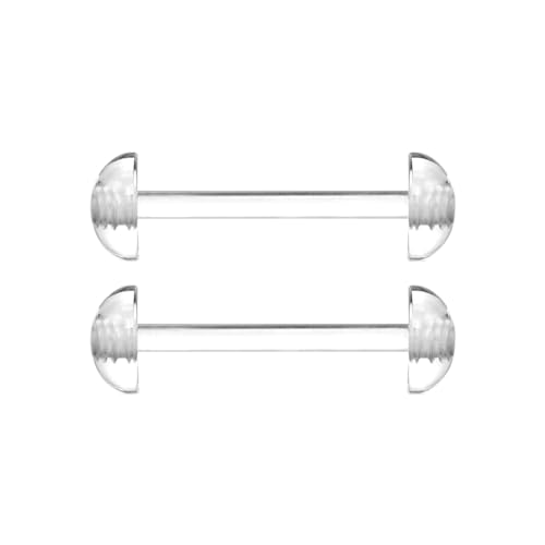 14G Clear Flexible Bioflex Tounge Retainer Nipple Ring Barbell 6mm Half Ball Body Piercing Tongue Ring Retainer 5/8