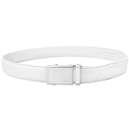 Image of Falari Men Unisex Genuine Leather Ratchet Dress and Casual Belt, Automatic Sliding Buckle, Trim to Fit