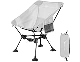 MOON LENCE Portable Camping Chair Backpacking Chair Ultralight Folding Chairs with Tear Resistant Fabric, Detachable Anti-Sinking Feet for Beach, Grey