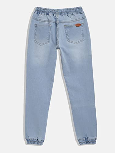 Image of Urbano Juniors Boy's Light Blue Slim Fit Washed Denim Jogger Jeans Stretch