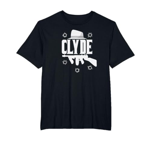 Clyde and Bonnie T-Shirt Halloween Matching Couples Costume T-Shirt, Men's Big and Tall, Black, 2X Tall