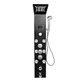 Shower Panel Tower System, 6-Function Faucet LED Rainfall Waterfall Shower Head + Handheld Sprayer + Shower Panel + Hose, Wall Mount, Black