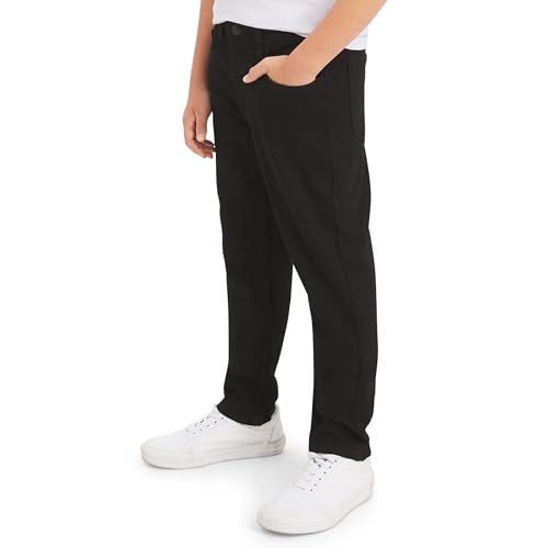 Lee Boys' 5 Pocket Straight Fit Stretch Waist Denim Jeans, Black, 16