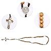 Tabanzhe Wood Beads Rosary Necklace-Catholic Handmade Medal Cross Jesus Christ Saint Necklace Wood Beads Religious Prayer Wooden Chain for Men Women Christians Religious Communion #2