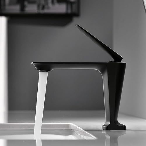 Robinet de lavabo de salle de bains noir monotrou pour eau chaude et froide - 6