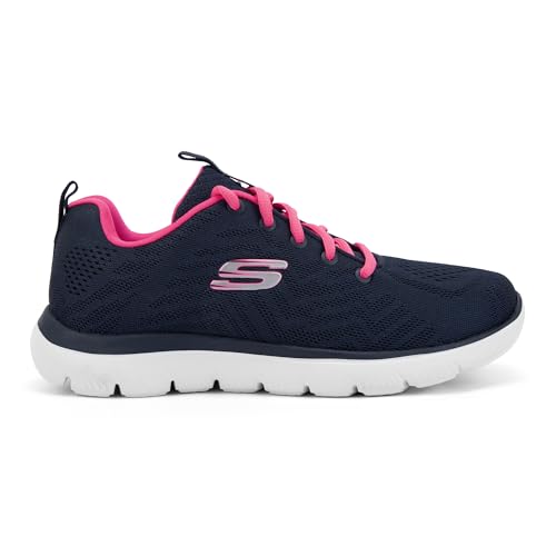 Image of Skechers Womens Summits Navy Hot Pink Casual Slip On Shoe