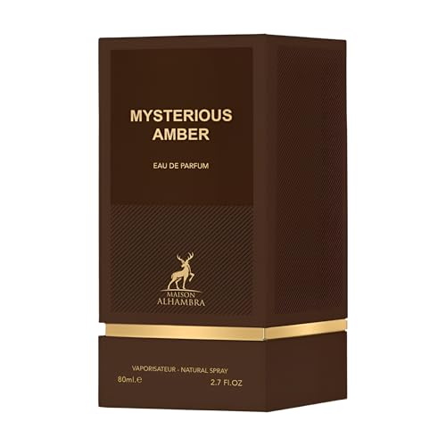 Maison Alhambra Mysterious Amber – Amber, Smoky, Woody, Sweet – Eau de Parfum Spray Long-Lasting Fragrance for Unisex, 2.7 Ounce / 80 ml