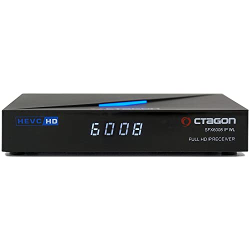 Octagon SFX6008 IP WL Full-HD H.265 HEVC, E2 Linux Set-Top Box & Smart Internet TV Receiver, Sat to Client Support, DLNA, YouTube, Web-Radio, 150Mbit WiFi intern, HDMI, schwarz