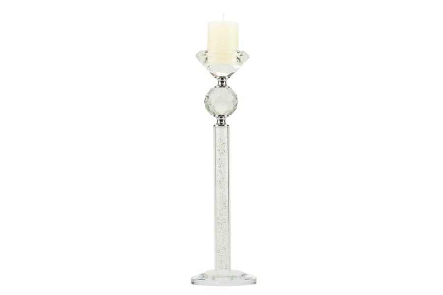 Gastgeschenk Hochzeit Set mit zwei Kerzenhaltern aus Kristall verziert mit weißem Glitzer Harmony SNVT24027