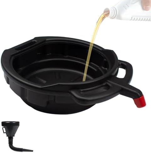 Portable Metal Oil Drip Pan with Large Spout & Carrying Handles - Ideal for Garages & Repair Shops - Perfect for Oil Changes (18"x6.7") - Durable & Easy to Use