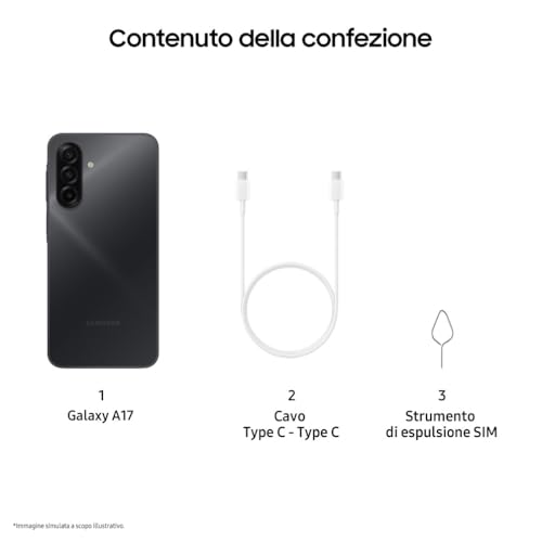 Samsung Galaxy A17 5G, 3 Anni Di Garanzia Del Produttore, Android 15, Display Super Amoled 6.7", 4GB Ram, 128GB, Batteria 5.000 Mah, Resistenza IP54, Memoria Espandibile, Black [Versione Italiana] - 8