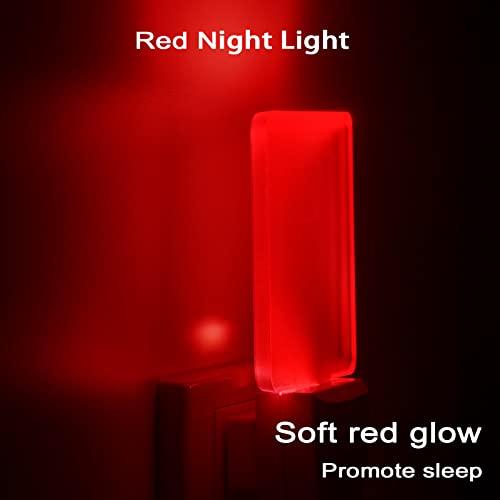 U4GLORY Red Night Lights Plug in 2 Pack, 0.5W Red Light Night Light with Dusk to Dawn Sensor, Auto On/Off LED Night Light Plug into Wall Pefect for Babyroom, Bedroom, Bathroom