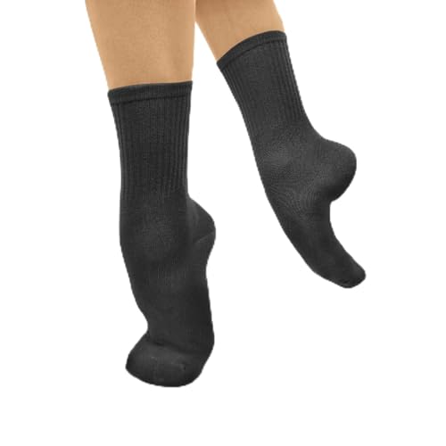 So Danca Vegan Dance Socks Kya Socks Acrylic Toe and Heel Protection Ribbed Leg - MD23 / MD24 (US Numeric 3 5 Regular Regular Black - No Grip)