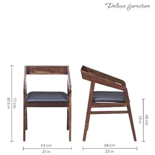 Image of Solid Sheesham Aram Chair for Living Room| Wooden Chair | Outdoor & Indoor Home Dining Room Furniture (Provincial Teak)