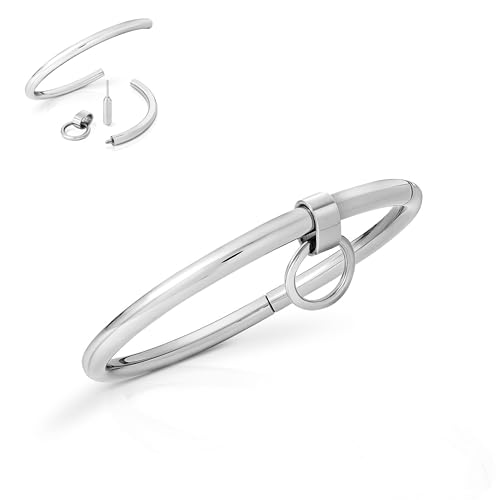 BDSM Halsband Edelstahl mit abnehmbarem O-Ring - Bondage Halsreif Unisex - Halsfessel, Sklavenhalsband, Choker für Damen & Männer - Fetisch Zubehör, Rollenspiel, Sklavenspielzeug - Größen wählbar