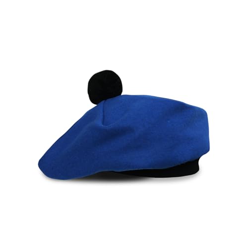 Image of Scottish Tam O' Shanter Hat Tartan Bonnet Pom Pom Wool Flat Cap One Size