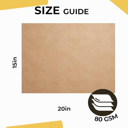 Folhas de papel kraft – 38 x 50 cm – 480 folhas de papel de embrulho marrom – papel de artesanato re