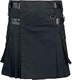 Gothicana by EMP Mujer Falda Kilt Negra con Bolsillos y Detalles de Hebillas en diseño de Pliegues M