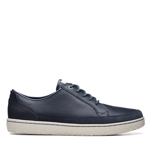 Image of Clarks Mens Clarks Hodson Lace Navy Leather Boat Shoe