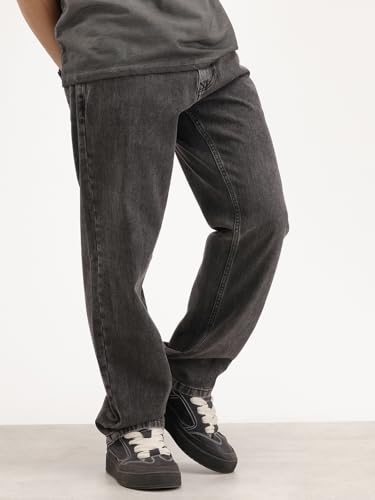 Image of WROGN Men's Mid-Rise Jeans | 100% Cotton | Anti-Fit Relaxed Silhouette