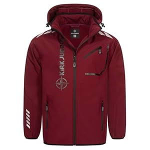 Kirkjubøur® Hestur Herren SOFTSHELLjacke 10.000 mm Wassersäule mit Kapuze und Fleecefutter, atmungsaktiv und wasserabweisend (DE/NL/SE/PL, Alphanumerisch, 3XL, Regular, Regular, Alvik Rot)