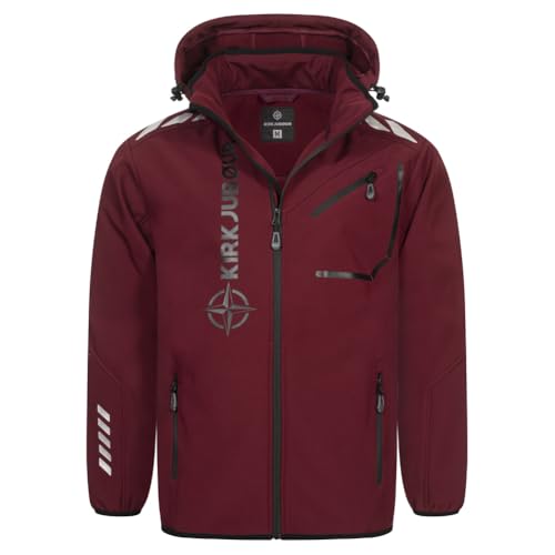 Kirkjubøur® Hestur Herren SOFTSHELLjacke 10.000 mm Wassersäule mit Kapuze und Fleecefutter, atmungsaktiv und wasserabweisend (DE/NL/SE/PL, Alphanumerisch, 3XL, Regular, Regular, Alvik Rot)