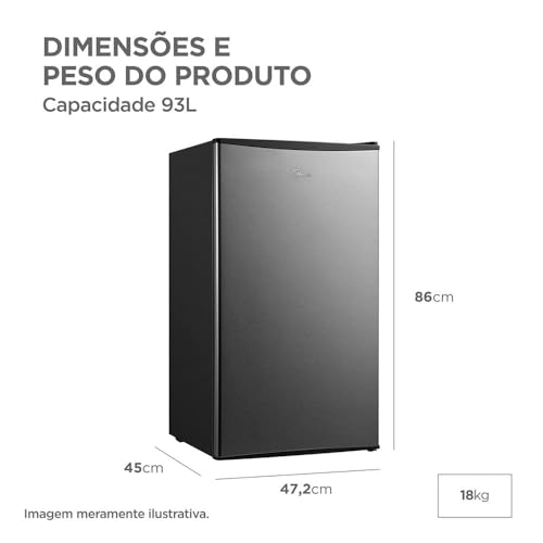 Frigobar 93 Litros Inverter Bivolt Preto com Porta na Cor Inox, Midea