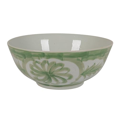 Creative Co-Op Hand-Painted Stoneware Bowl with Water Color Floral Design,