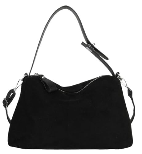 Image of Suede Shoulder Bags For Women Crossbody Bag Suede Tote Bag Satchels Slouchy Work Purses Crescent Handbag Fall Top Handle
