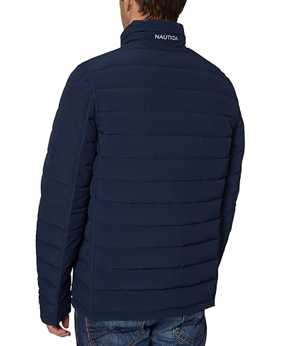 Image of Nautica Men's Reversible Quilted Puffer Jacket -Midweight Mechanical Stretch Winter Coat