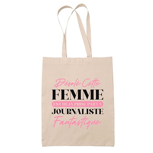 Cadeau anniversaire sac cabas jute femme journaliste pour départ