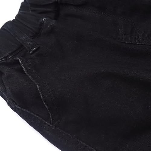 KIDSCOOL SPACE 7-Pocket Girls Wide-Leg Stretch Denim Pants, 5-14T Ribbed Elastic Waist with D-Ring Cargo Jeans3