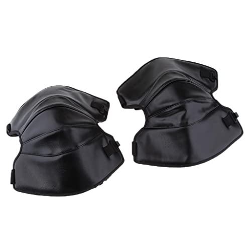 ?????? 35cm Black Leather Motorcycle Warm Knee Pad Leg Warmer Adjustable