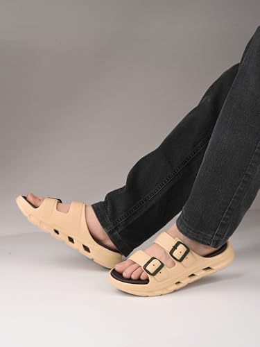 Image of DOCTOR HEALTH SUPER SOFT Men EVA Double Strap Sandals | Adjustable Buckle Comfort Slides | Lightweight Anti-Slip Ventilated Casual Sandals for Everyday Indoor Outdoor Wear