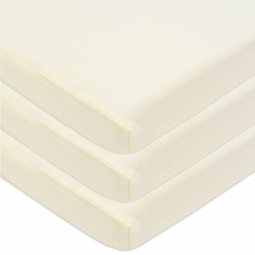 Image of American Baby Company 3 Pack 100% Natural Cotton Fitted Cradle /Bassinet Sheets 36 inch x 18 inch - Soft, Breathable & Hypoallergenic Bed Sheets, Ecru, Neutral for Boys & Girls